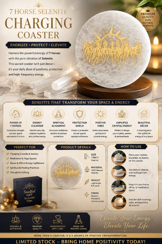 7 Horse Selenite Charging Coaster